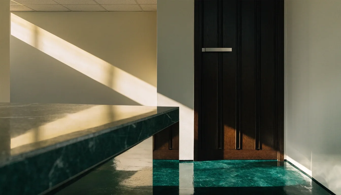 Doorway and desk corner inside the 24K Design Studio office in Singapore